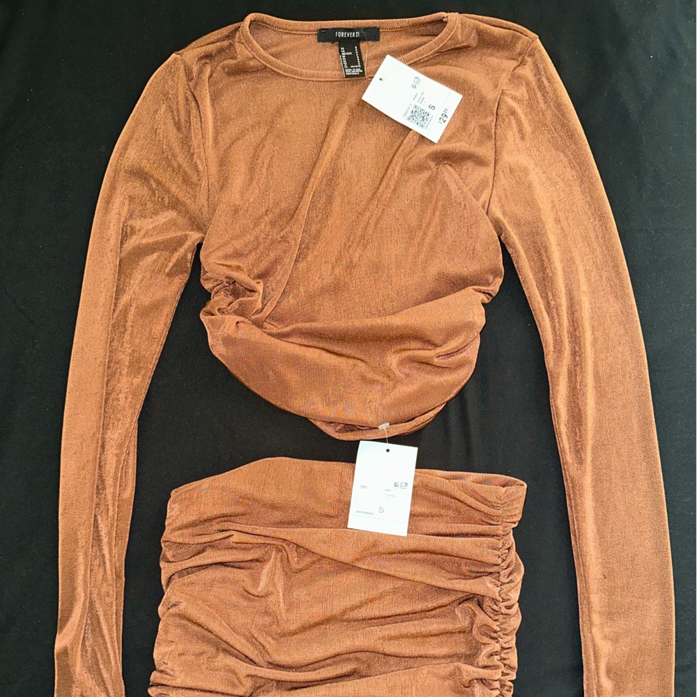 Forever 21 Rust Long Sleeve Top and Skirt Set